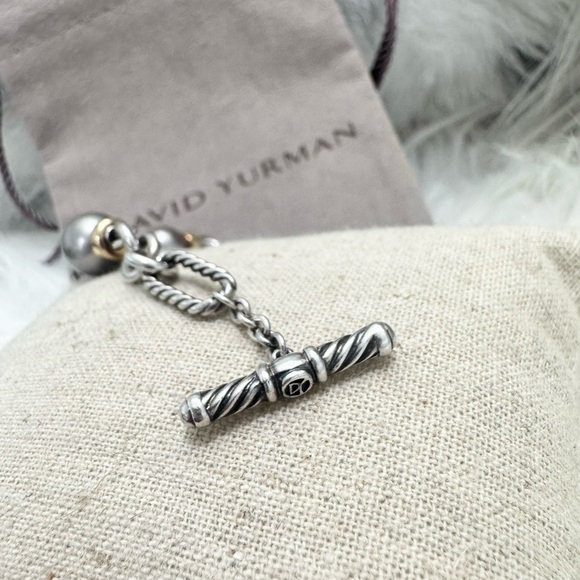 David Yurman .925 18K Gold Tahitian Pearl Figaro Chain Bracelet - Picture 8 of 12